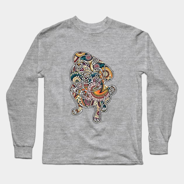 colorfull henna pug V.2 Long Sleeve T-Shirt by puglove